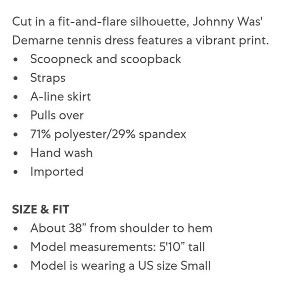 Johnny Was Bee Active Scoop Neck Fit And Flare Tennis Dress Multi Color Large - Picture 16 of 16